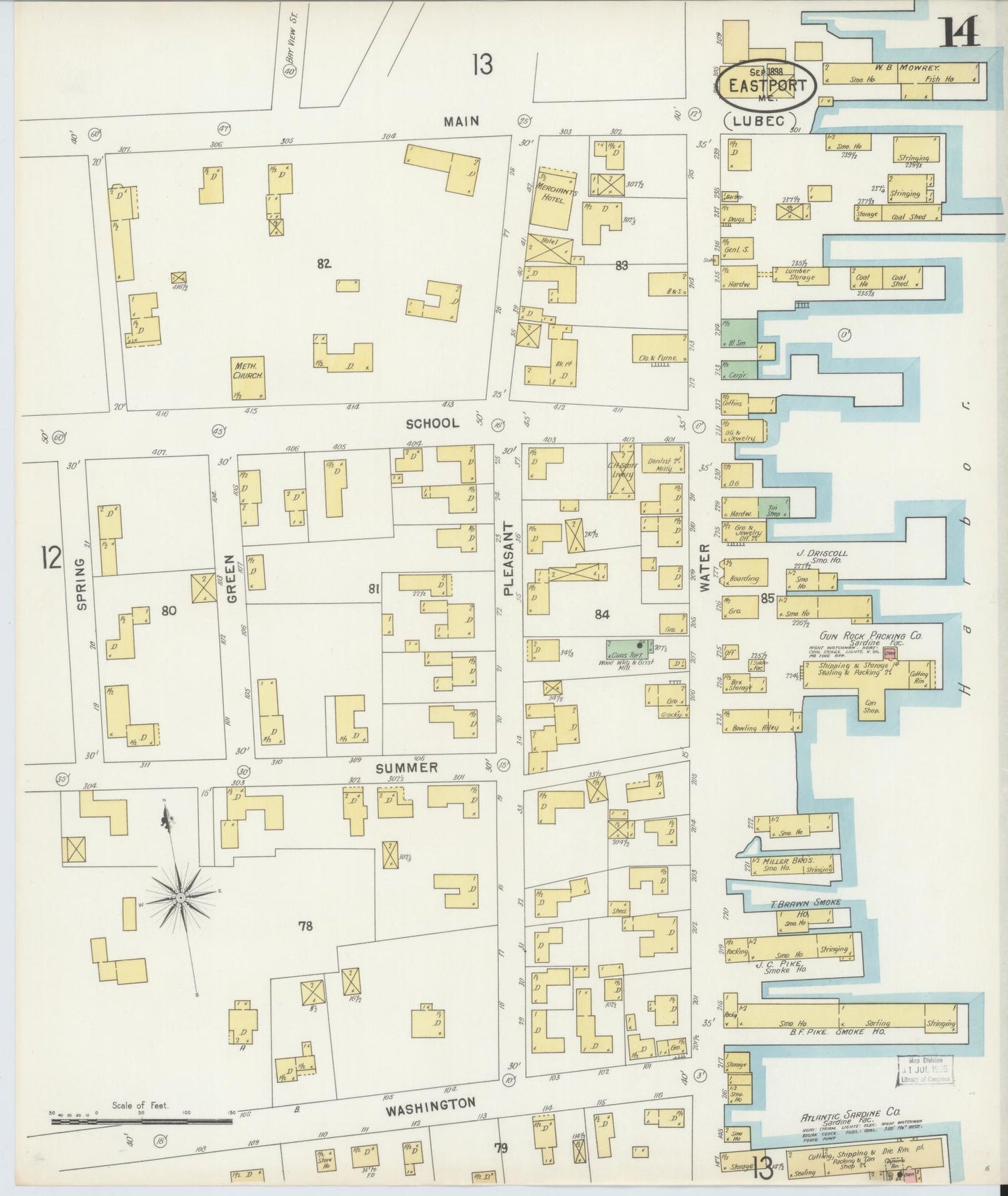 Sanborn Fire Insurance Map from Eastport, Washington County, Maine (1898), Sheet #0014 - Complete Map Set gallery image, historic Sanborn map, vintage wall art, Maine Maine