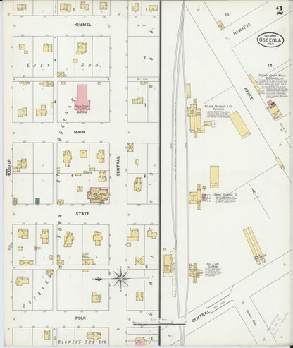 Sanborn Fire Insurance Map from Osceola, Polk County, Nebraska (1899), Sheet #0002 - Complete Map Set gallery image, historic Sanborn map, vintage wall art, Nebraska Nebraska