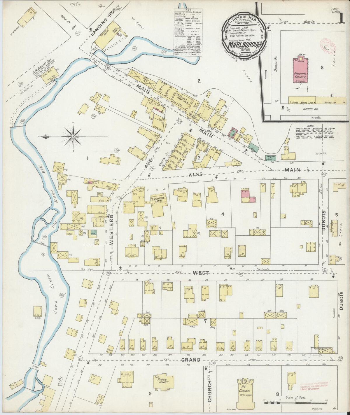 Sanborn Fire Insurance Map from Marlborough, Ulster County, New York (1895), Sheet #0001 - Complete Map Set gallery image, historic Sanborn map, vintage wall art, New York New York