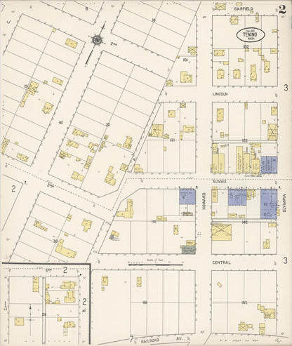 Sanborn Fire Insurance Map from Tenino, Thurston County, Washington (1910), Sheet #0002 - Complete Map Set gallery image, historic Sanborn map, vintage wall art, Washington Washington