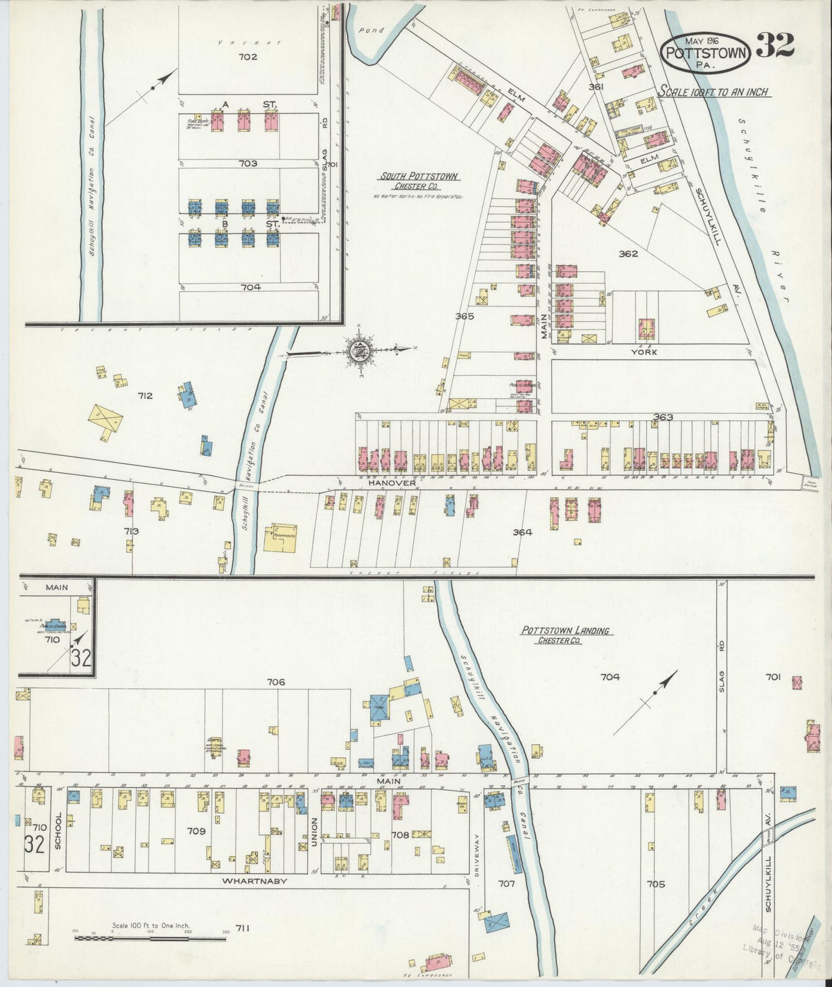 Sanborn Fire Insurance Map from Pottstown, Montgomery County, Pennsylvania (1916), Sheet #0032 - Complete Map Set gallery image, historic Sanborn map, vintage wall art, Pennsylvania Pennsylvania
