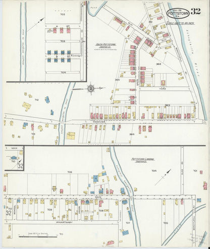 Sanborn Fire Insurance Map from Pottstown, Montgomery County, Pennsylvania (1916), Sheet #0032 - Complete Map Set gallery image, historic Sanborn map, vintage wall art, Pennsylvania Pennsylvania