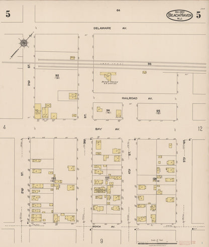 Sanborn Fire Insurance Map from Beach Haven, Ocean County, New Jersey (1922), Sheet #0005 - Complete Map Set gallery image, historic Sanborn map, vintage wall art, New Jersey New Jersey