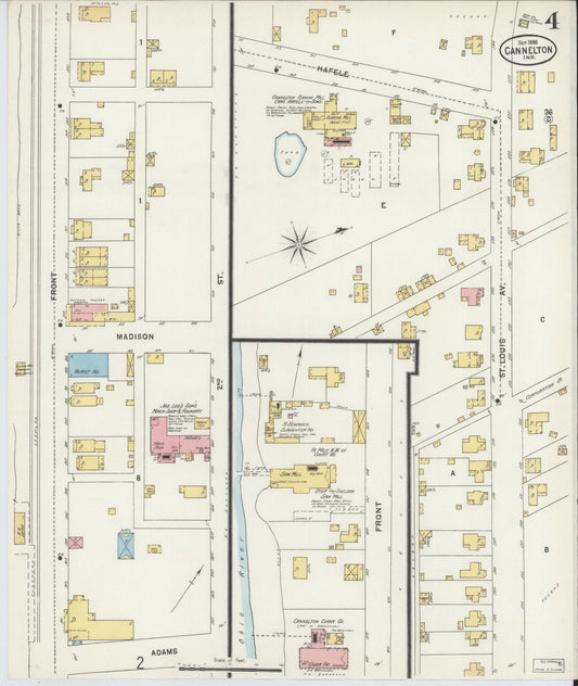 Sanborn Fire Insurance Map from Cannelton, Perry County, Indiana (1898), Sheet #0004 - Historic Sanborn Fire Insurance Map Print, vintage old map wall art, antique decor, genealogy gift, Indiana Indiana map