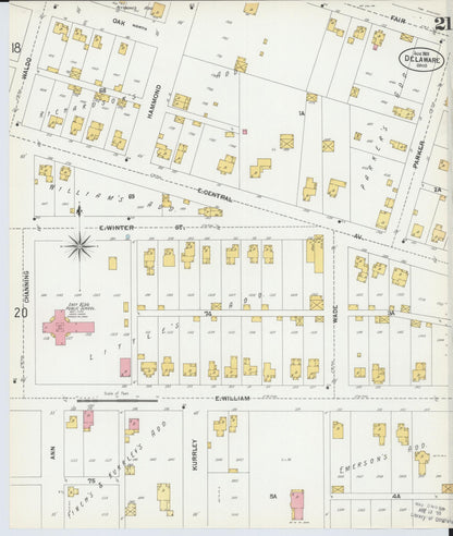 Sanborn Fire Insurance Map from Delaware, Delaware County, Ohio (1901), Sheet #0021 - Complete Map Set gallery image, historic Sanborn map, vintage wall art, Sanborn Fire Insurance Map from Delaware Delaware