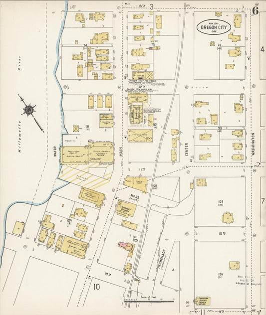 Sanborn Fire Insurance Map from Oregon City, Clackamas County, Oregon (1911), Sheet #0006 - Historic Sanborn Fire Insurance Map Print, vintage old map wall art, antique decor, genealogy gift, Oregon Oregon map