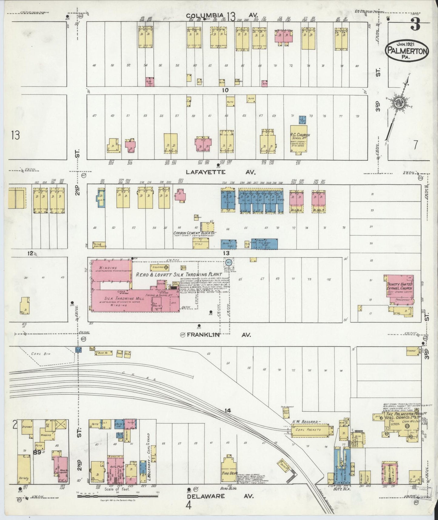 Sanborn Fire Insurance Map from Palmerton, Carbon County, Pennsylvania (1921), Sheet #0003 - Complete Map Set gallery image, historic Sanborn map, vintage wall art, Pennsylvania Pennsylvania