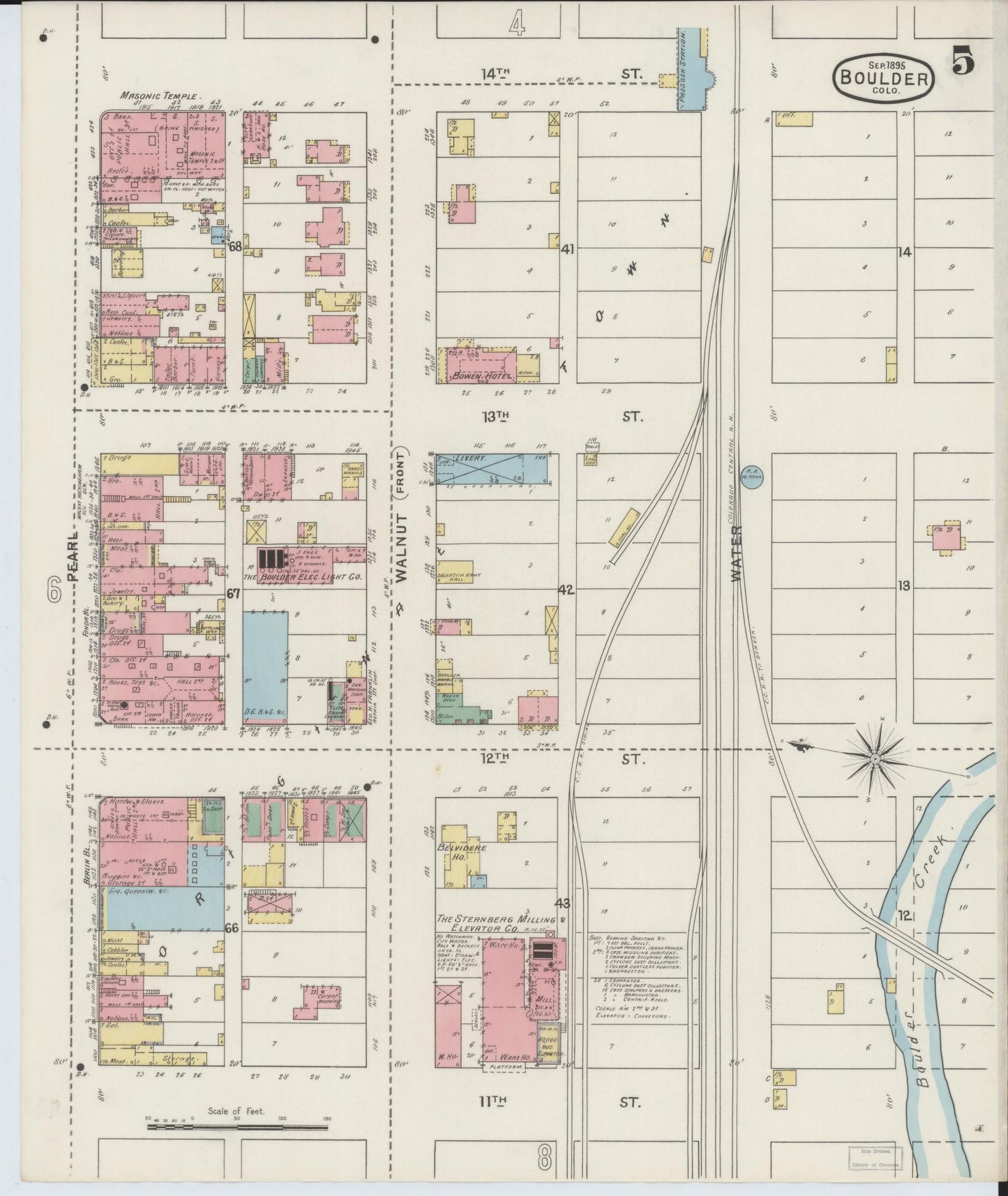Sanborn Fire Insurance Map from Boulder, Boulder County, Colorado (1895), Sheet #0005 - Complete Map Set gallery image, historic Sanborn map, vintage wall art, Colorado Colorado