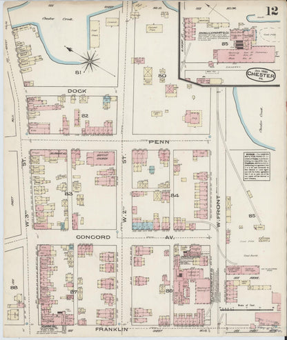 Sanborn Fire Insurance Map from Chester, Delaware County, Pennsylvania (1885), Sheet #0012 - Complete Map Set gallery image, historic Sanborn map, vintage wall art, Pennsylvania Pennsylvania