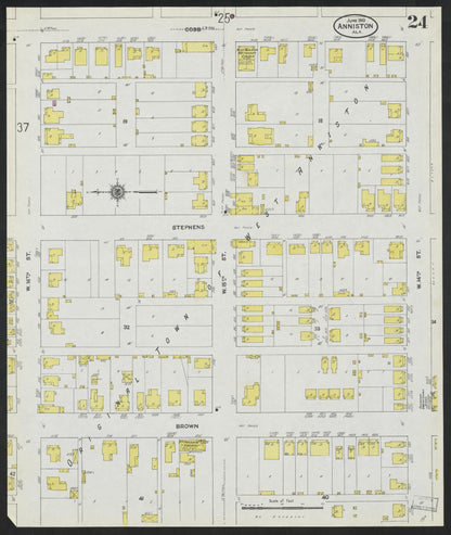 Sanborn Fire Insurance Map from Anniston, Calhoun County, Alabama (1910), Sheet #0024 - Complete Map Set gallery image, historic Sanborn map, vintage wall art, Alabama Alabama