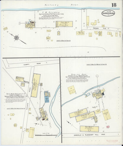Sanborn Fire Insurance Map from Harrodsburg, Mercer County, Kentucky (1914), Sheet #0018 - Complete Map Set gallery image, historic Sanborn map, vintage wall art, Kentucky Kentucky