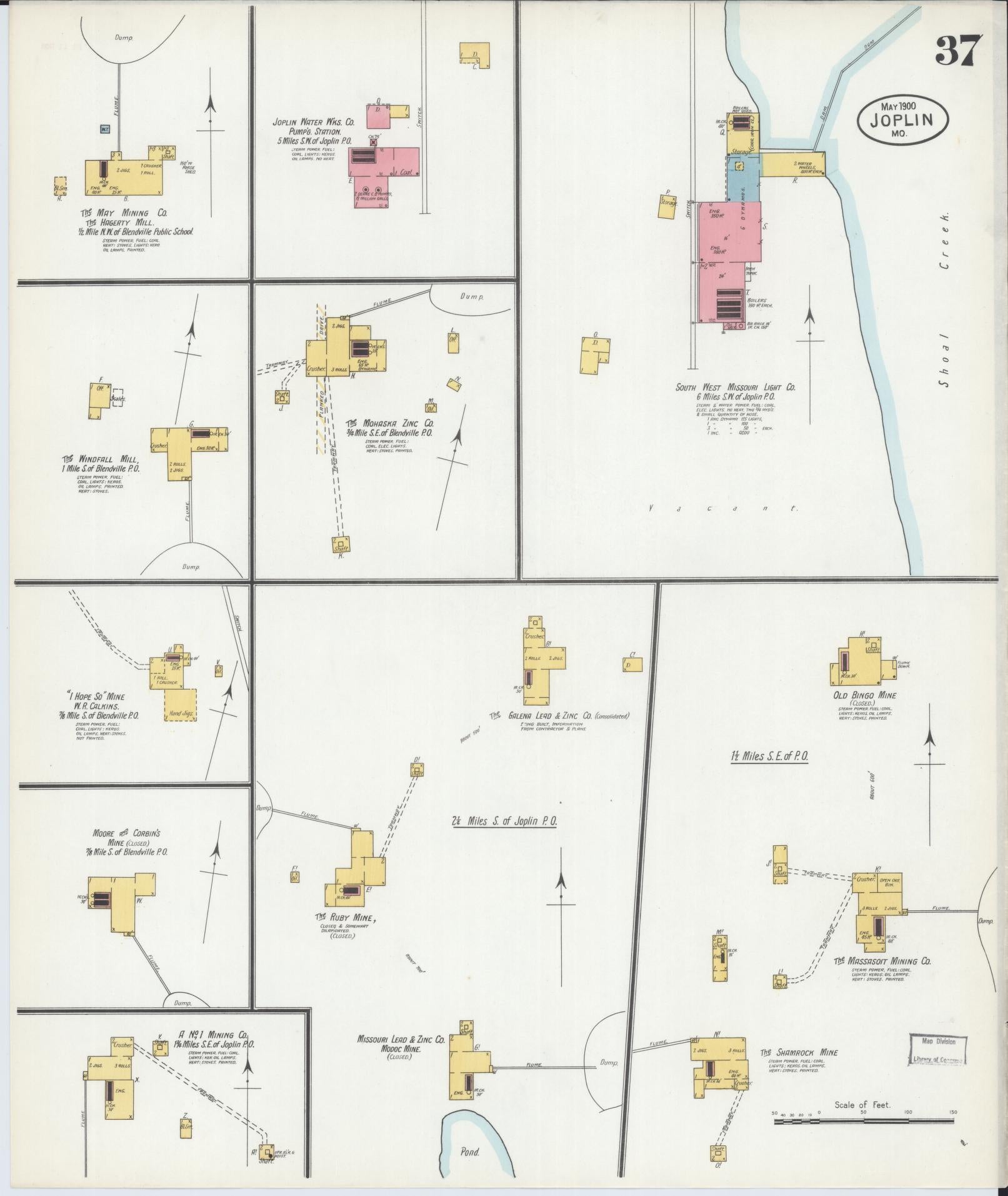 Sanborn Fire Insurance Map from Joplin, Jasper County, Missouri (1900), Sheet #0037 - Complete Map Set gallery image, historic Sanborn map, vintage wall art, Missouri Missouri
