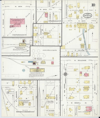Sanborn Fire Insurance Map from Marion, Williamson County, Illinois (1913), Sheet #0010 - Complete Map Set gallery image, historic Sanborn map, vintage wall art, Illinois Illinois