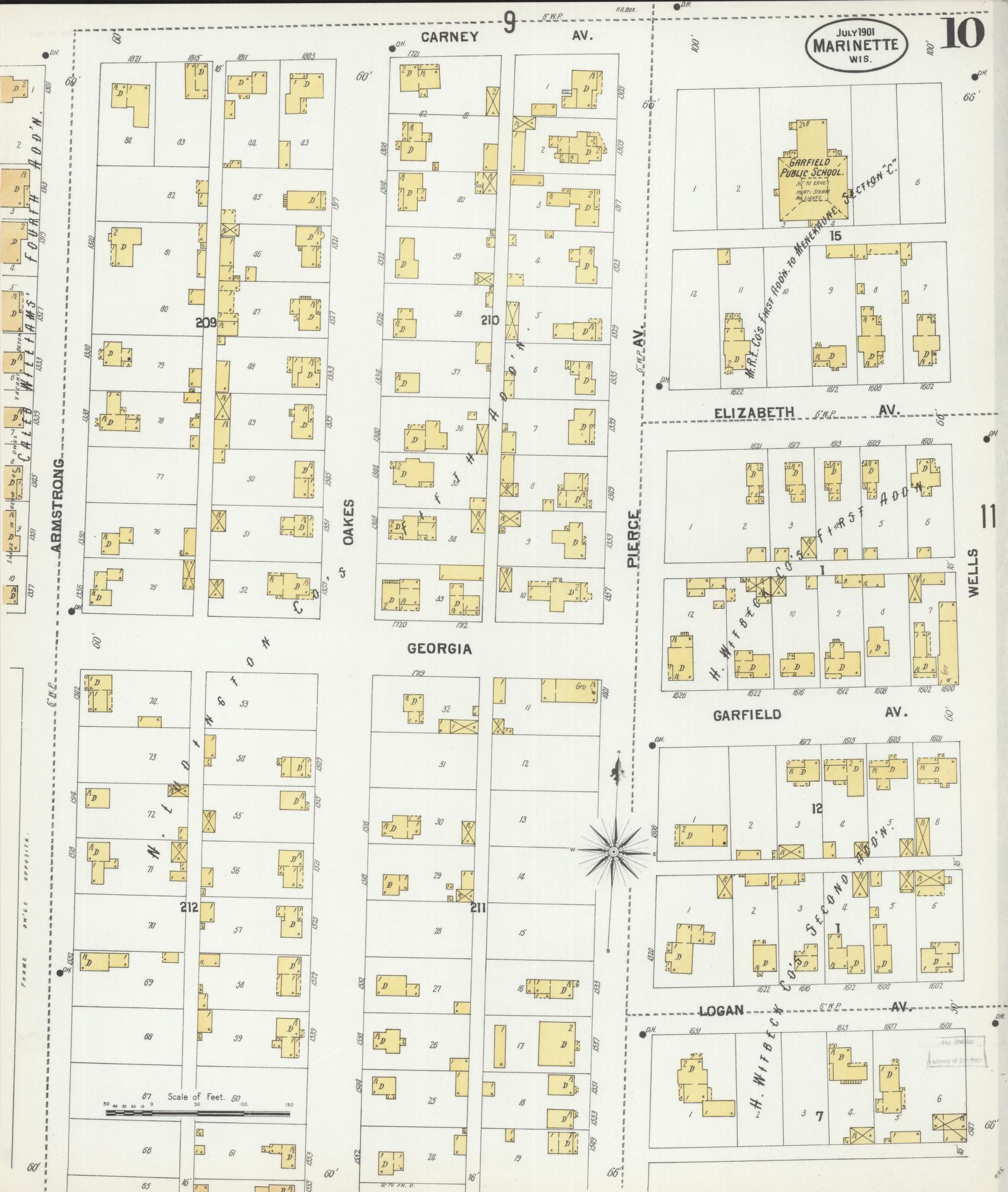 Sanborn Fire Insurance Map from Marinette, Marinette County, Wisconsin (1901), Sheet #0010 - Historic Sanborn Fire Insurance Map Print, vintage old map wall art, antique decor, genealogy gift, Wisconsin Wisconsin map