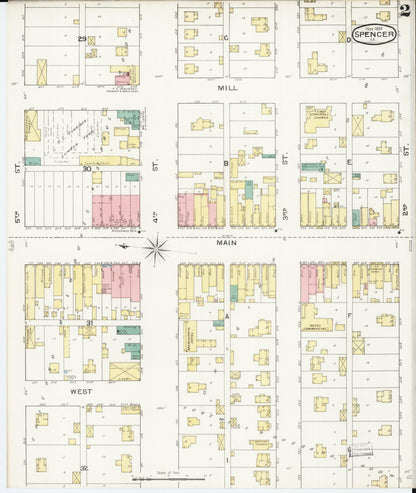 Sanborn Fire Insurance Map from Spencer, Clay County, Iowa (1893), Sheet #0002 - Historic Sanborn Fire Insurance Map Print, vintage old map wall art