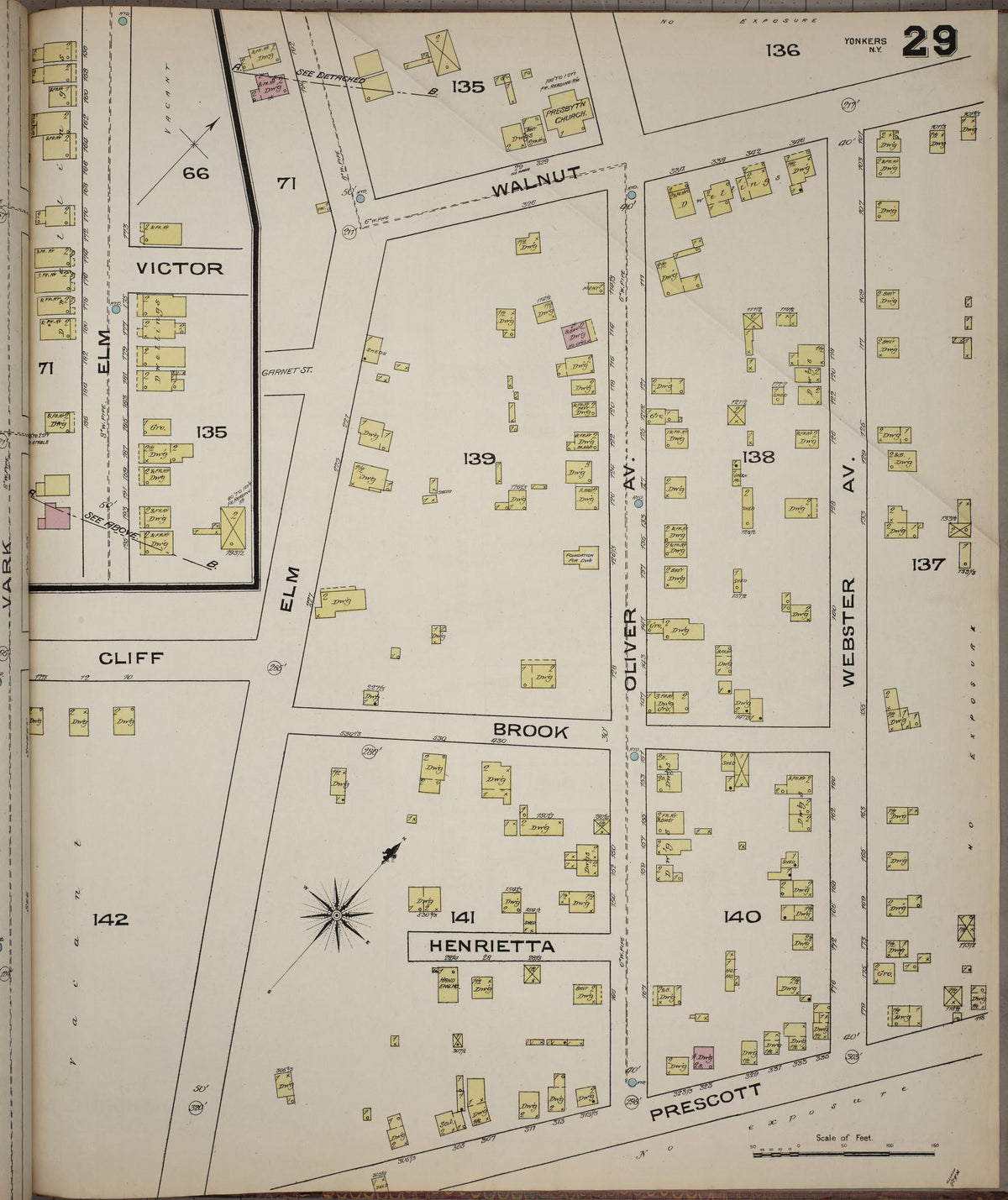 Sanborn Fire Insurance Map from Yonkers, Westchester County, New York (1886), Sheet #0029 - Historic Sanborn Fire Insurance Map Print, vintage old map wall art, antique decor, genealogy gift, New York New York map