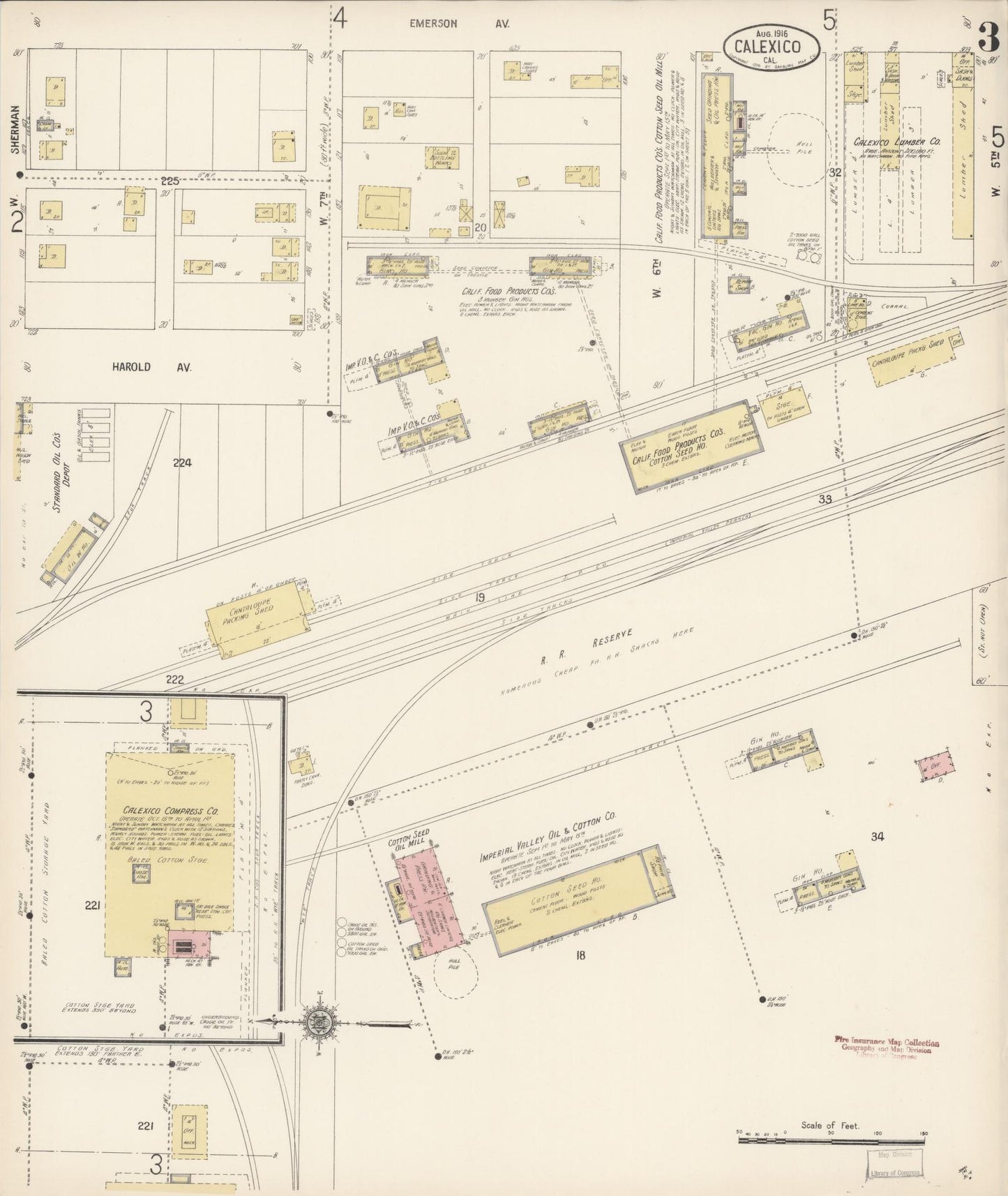 Sanborn Fire Insurance Map from Calexico, Imperial County, California (1916), Sheet #0003 - Historic Sanborn Fire Insurance Map Print, vintage old map wall art, antique decor, genealogy gift, California California map