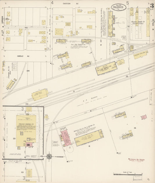 Sanborn Fire Insurance Map from Calexico, Imperial County, California (1916), Sheet #0003 - Historic Sanborn Fire Insurance Map Print, vintage old map wall art, antique decor, genealogy gift, California California map