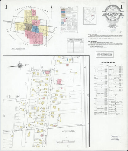 Sanborn Fire Insurance Map from West Lafayette, Coshocton County, Ohio (1946), Sheet #0001 - Historic Sanborn Fire Insurance Map Print, vintage old map wall art, antique decor, genealogy gift, Ohio Ohio map