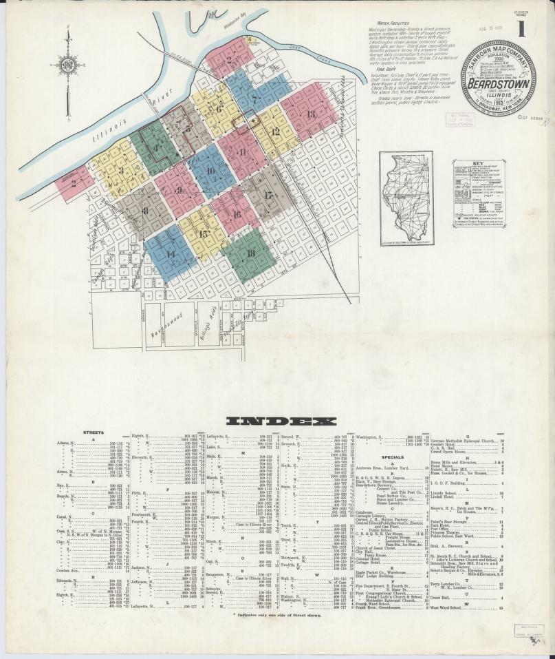 Sanborn Fire Insurance Map from Beardstown, Cass County, Illinois. (1913) – Map View