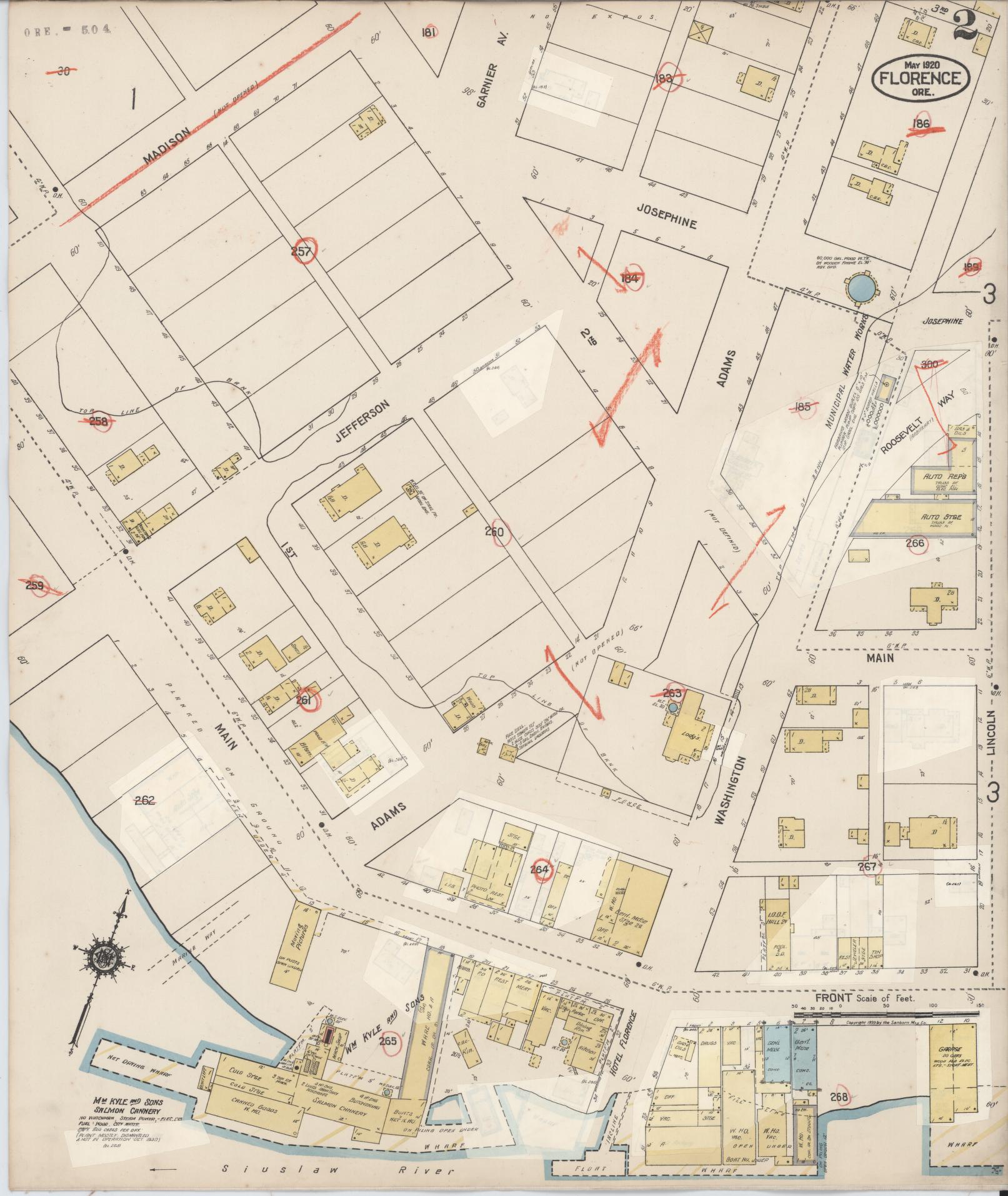 Sanborn Fire Insurance Map from Florence, Lane County, Oregon (1930), Sheet #0002 - Complete Map Set gallery image, historic Sanborn map, vintage wall art, Oregon Oregon