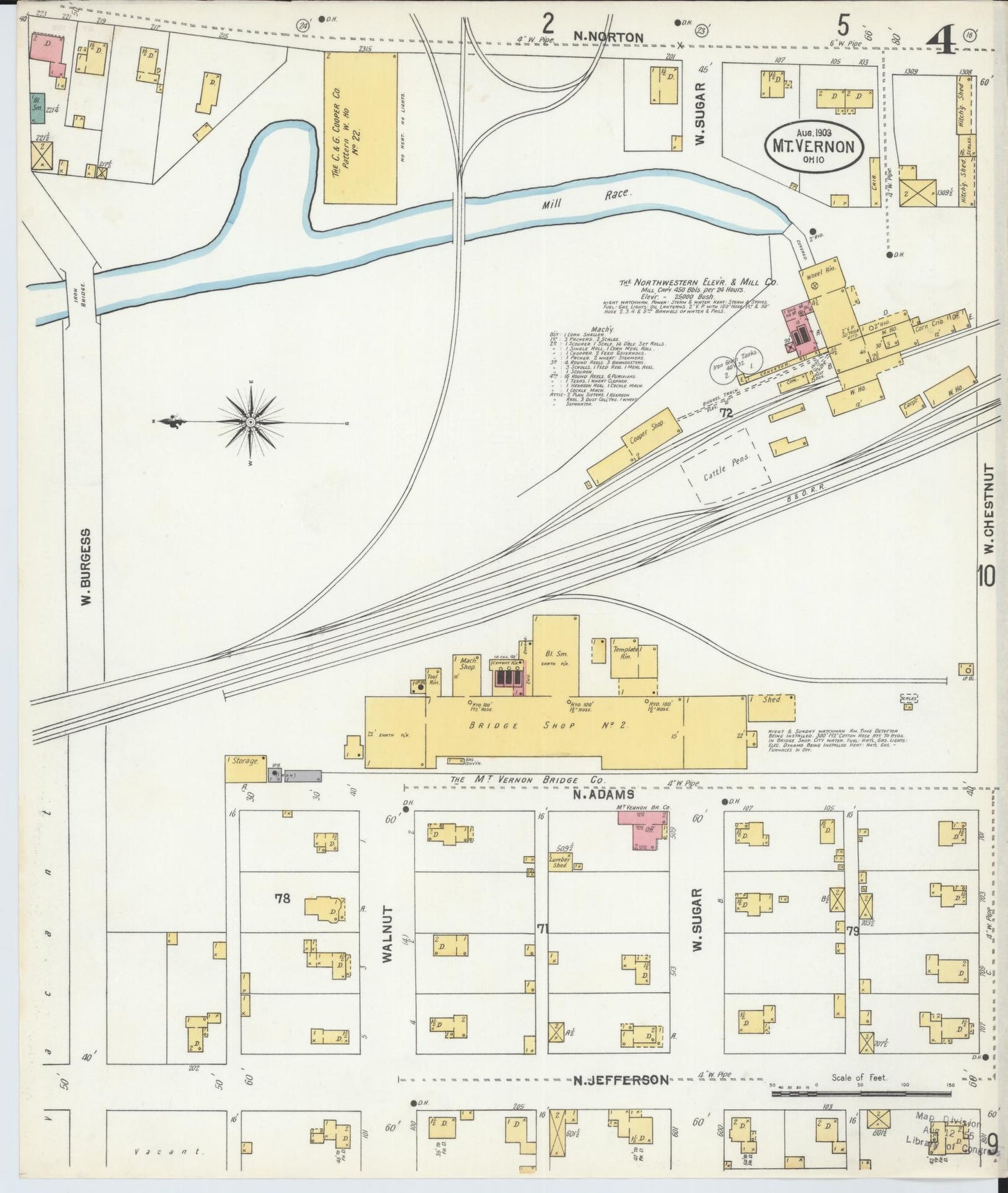 Sanborn Fire Insurance Map from Mount Vernon, Knox County, Ohio (1903), Sheet #0004 - Complete Map Set gallery image, historic Sanborn map, vintage wall art, Ohio Ohio