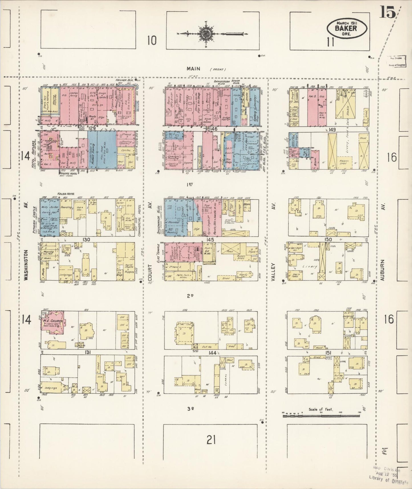 Sanborn Fire Insurance Map from Baker, Baker County, Oregon (1911), Sheet #0015 - Complete Map Set gallery image, historic Sanborn map, vintage wall art, Oregon Oregon