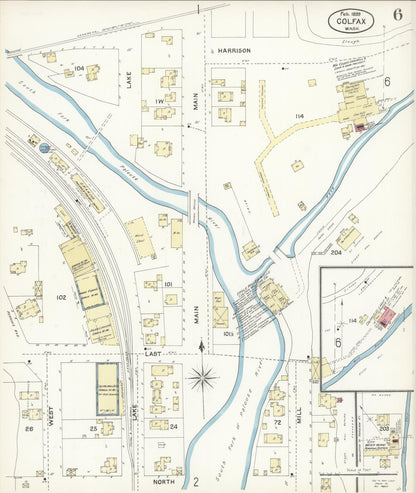 Sanborn Fire Insurance Map from Colfax, Whitman County, Washington (1899), Sheet #0006 - Complete Map Set gallery image, historic Sanborn map, vintage wall art, Washington Washington