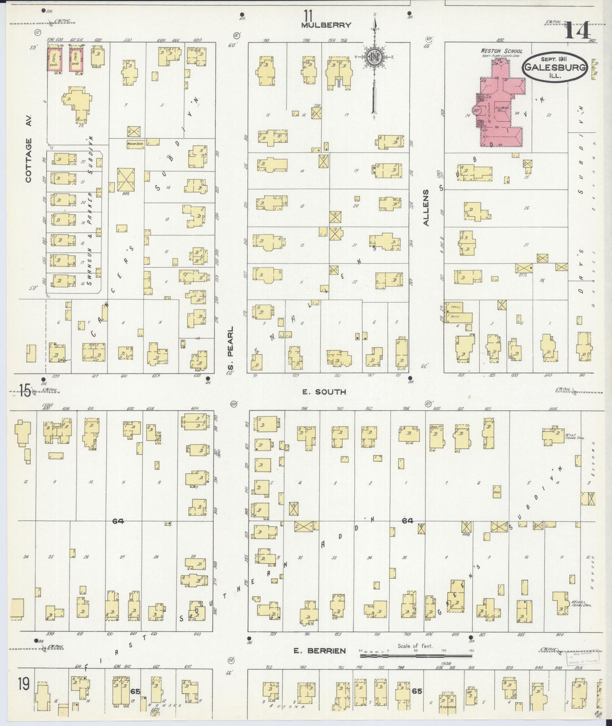 Sanborn Fire Insurance Map from Galesburg, Knox County, Illinois (1911), Sheet #0014 - Complete Map Set gallery image, historic Sanborn map, vintage wall art, Illinois Illinois