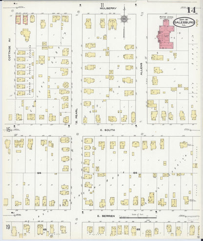 Sanborn Fire Insurance Map from Galesburg, Knox County, Illinois (1911), Sheet #0014 - Complete Map Set gallery image, historic Sanborn map, vintage wall art, Illinois Illinois