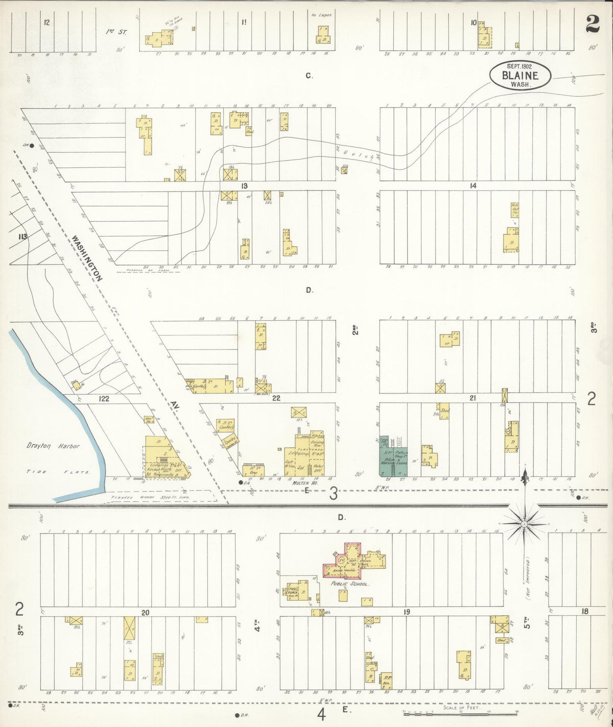 Sanborn Fire Insurance Map from Blaine, Whatcom County, Washington (1902), Sheet #0002 - Historic Sanborn Fire Insurance Map Print, vintage old map wall art, antique decor, genealogy gift, Washington Washington map