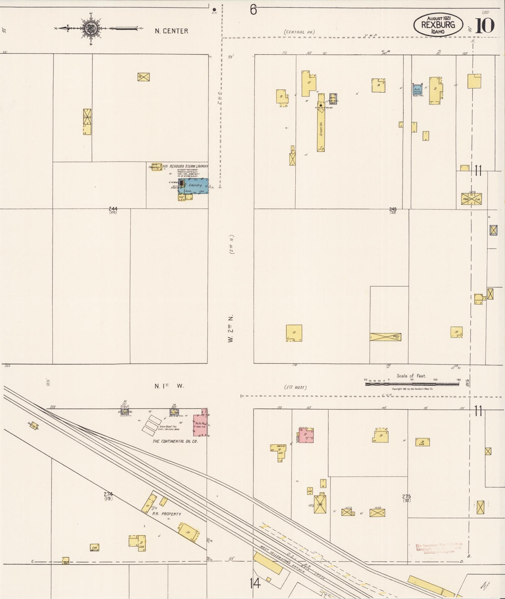 Sanborn Fire Insurance Map from Rexburg, Madison County, Idaho (1921), Sheet #0010 - Complete Map Set gallery image, historic Sanborn map, vintage wall art, Idaho Idaho