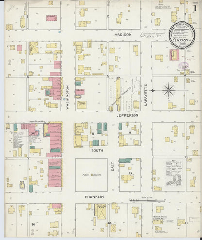 Sanborn Fire Insurance Map from Clayton, Adams County, Illinois (1893), Sheet #0001 - Complete Map Set gallery image, historic Sanborn map, vintage wall art, Illinois Illinois