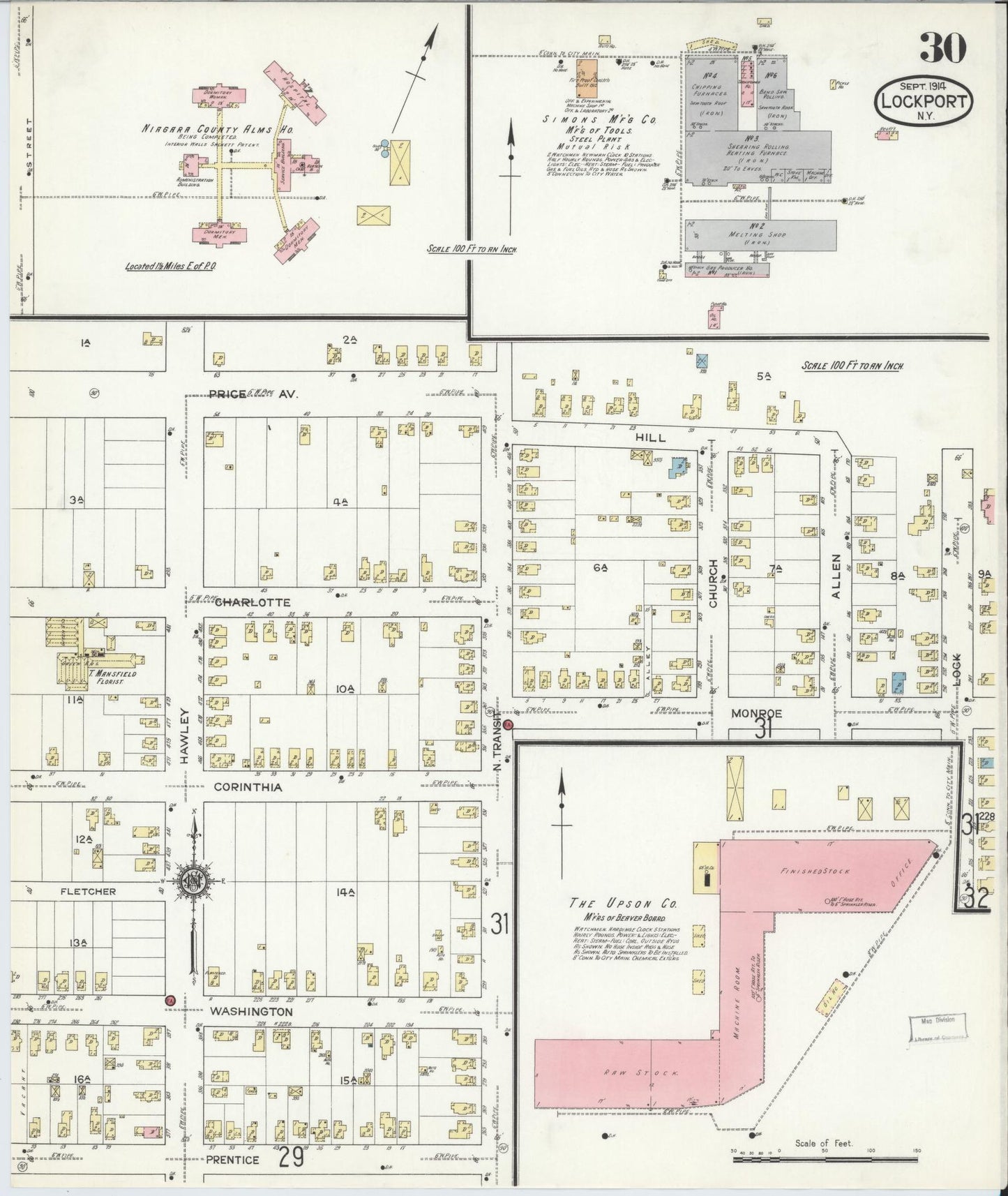 Sanborn Fire Insurance Map from Lockport, Niagara County, New York (1914), Sheet #0030 - Complete Map Set gallery image, historic Sanborn map, vintage wall art, New York New York