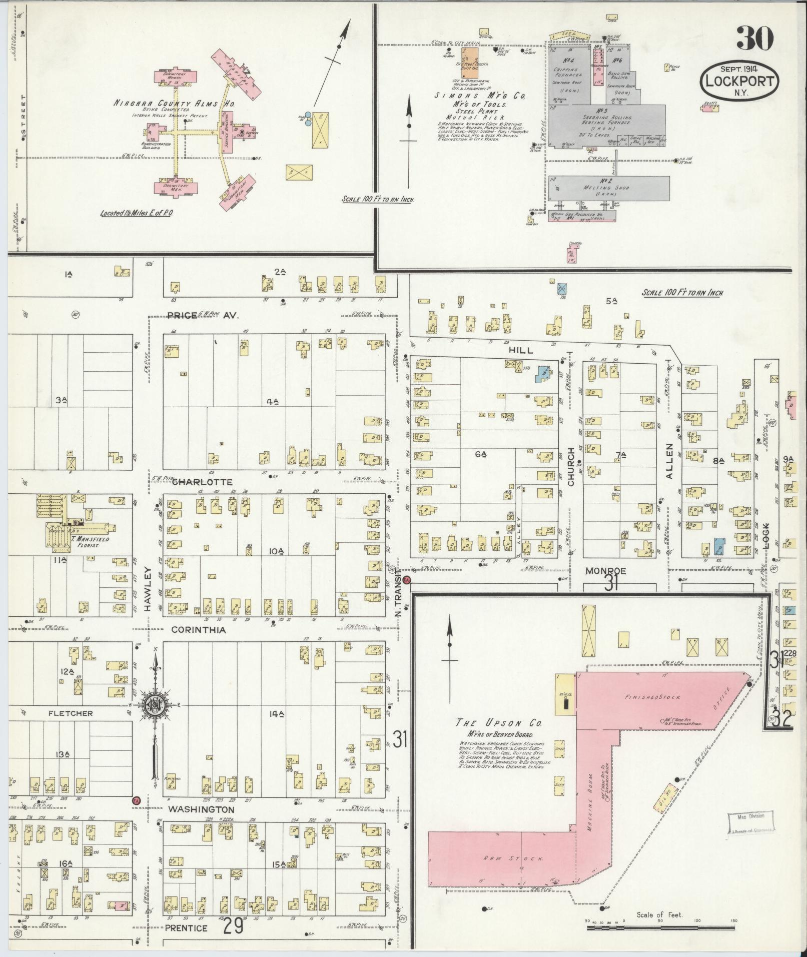 Sanborn Fire Insurance Map from Lockport, Niagara County, New York (1914), Sheet #0030 - Complete Map Set gallery image, historic Sanborn map, vintage wall art, New York New York