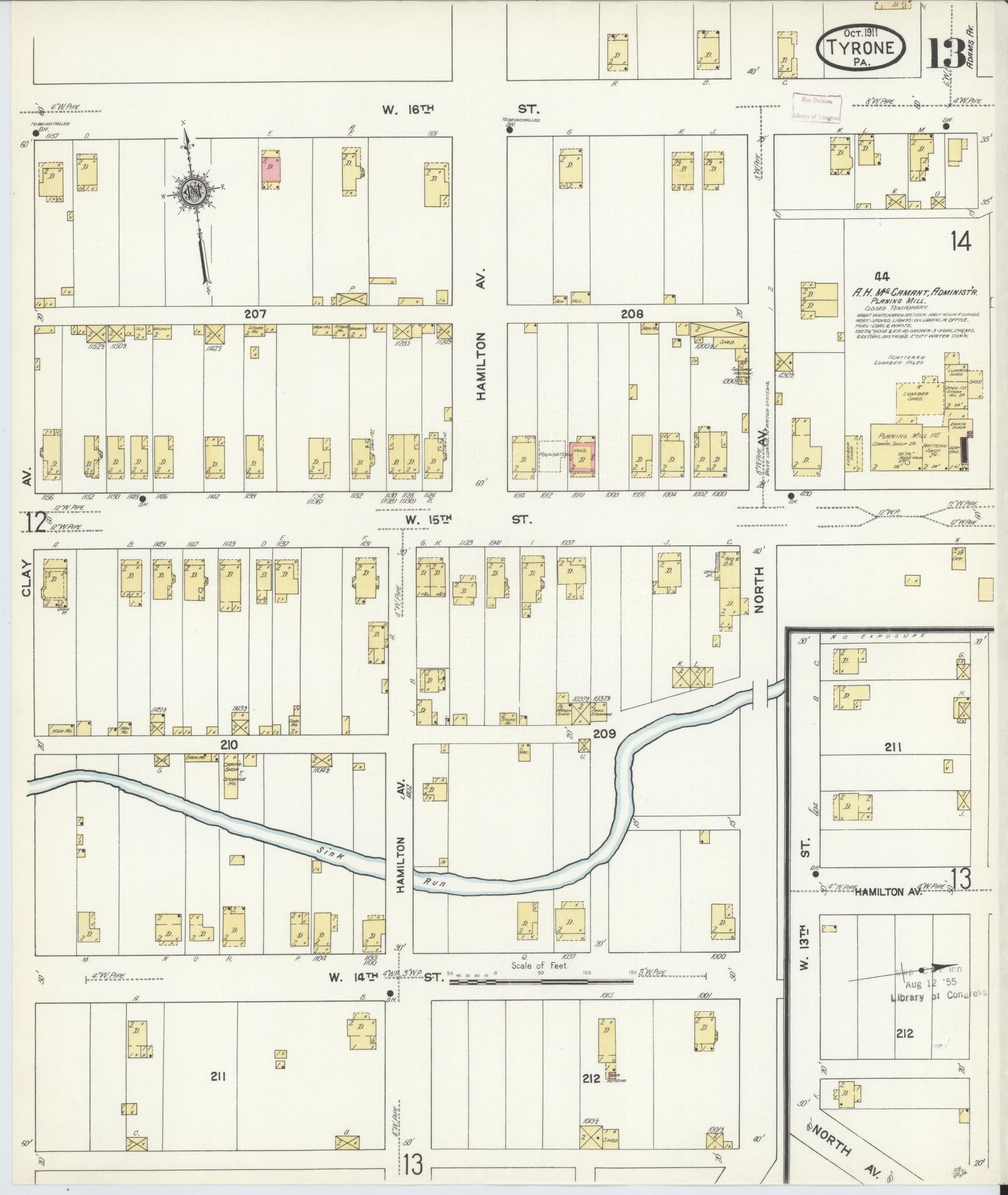 Sanborn Fire Insurance Map from Tyrone, Blair County, Pennsylvania (1911), Sheet #0013 - Complete Map Set gallery image, historic Sanborn map, vintage wall art, Pennsylvania Pennsylvania