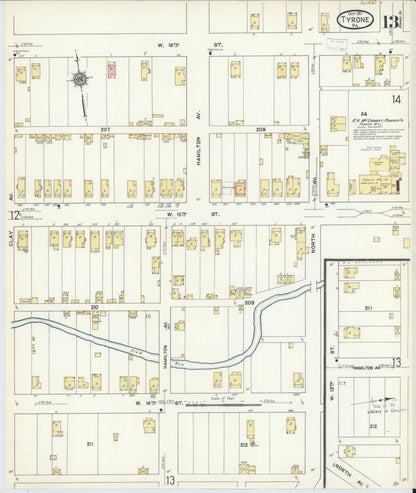 Sanborn Fire Insurance Map from Tyrone, Blair County, Pennsylvania (1911), Sheet #0013 - Complete Map Set gallery image, historic Sanborn map, vintage wall art, Pennsylvania Pennsylvania