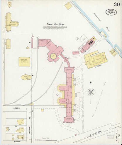 Sanborn Fire Insurance Map from Tampa, Hillsborough County, Florida (1899), Sheet #0030 - Historic Sanborn Fire Insurance Map Print, vintage old map wall art, antique decor, genealogy gift, Florida Florida map