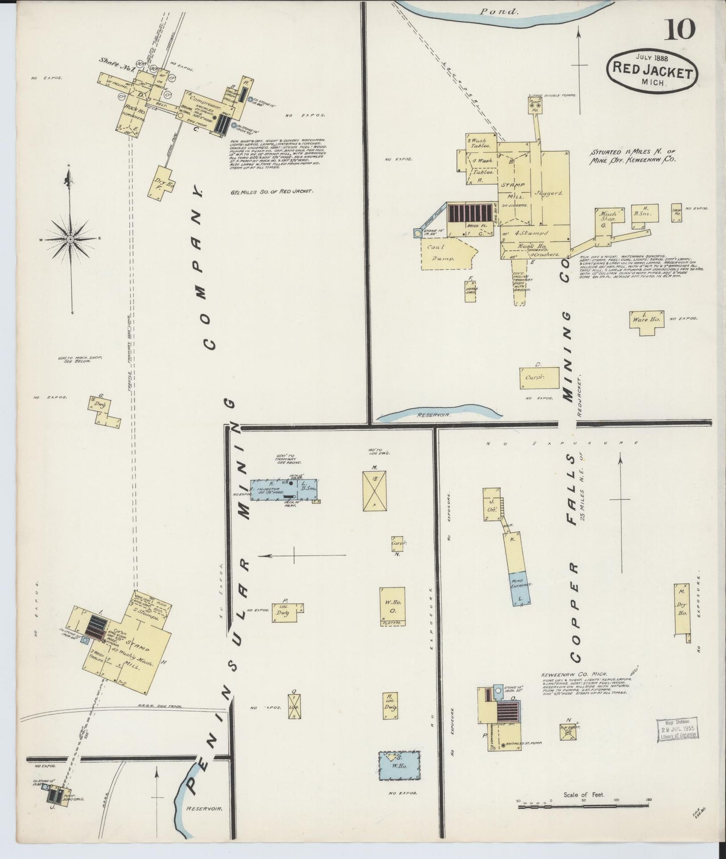 Sanborn Fire Insurance Map from Red Jacket, Houghton County, Michigan (1888), Sheet #0010 - Complete Map Set gallery image, historic Sanborn map, vintage wall art, Michigan Michigan