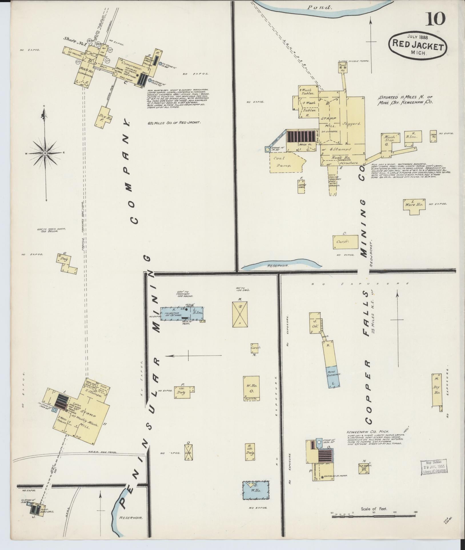 Sanborn Fire Insurance Map from Red Jacket, Houghton County, Michigan (1888), Sheet #0010 - Complete Map Set gallery image, historic Sanborn map, vintage wall art, Michigan Michigan