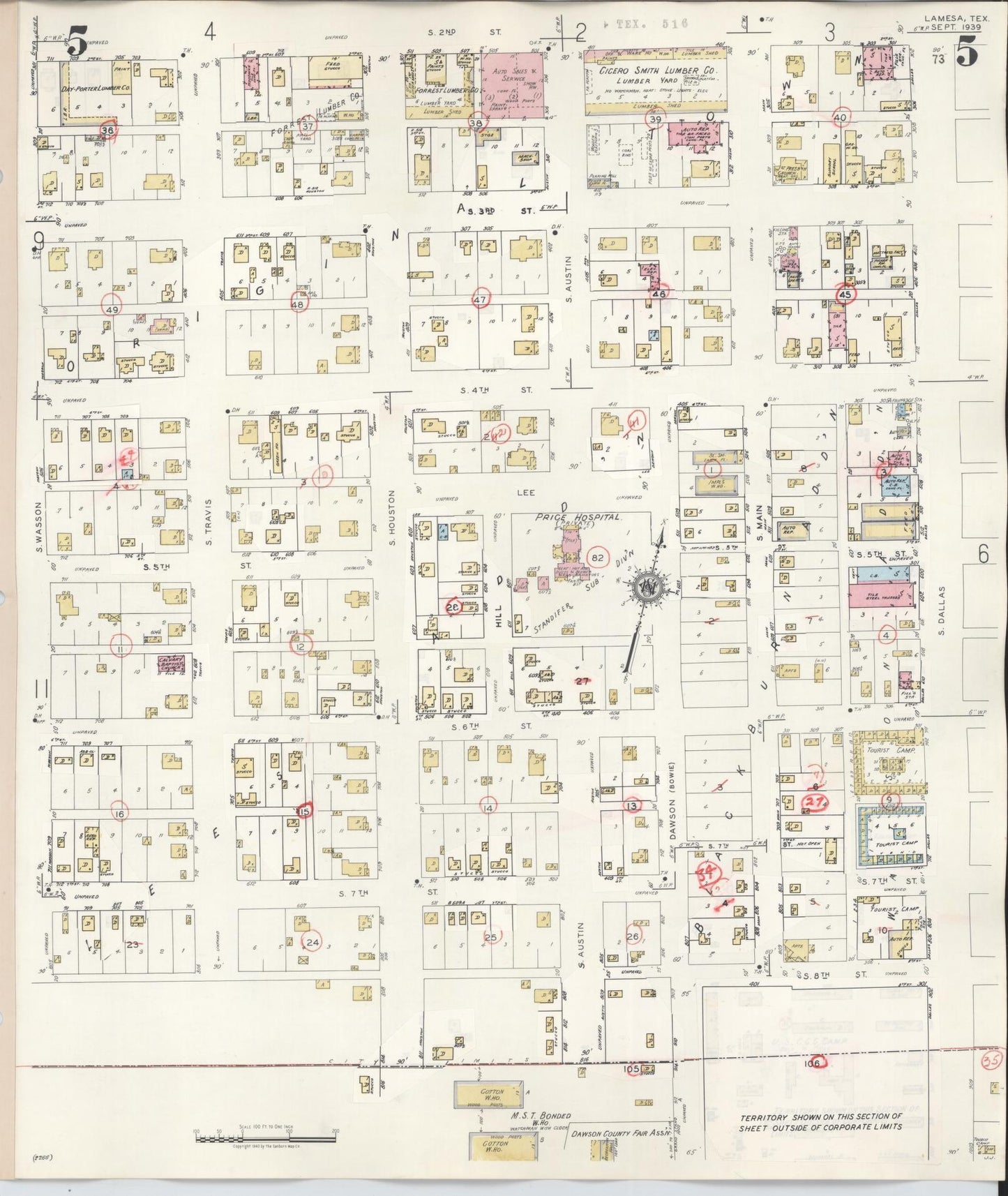 Sanborn Fire Insurance Map from Lamesa, Dawson County, Texas (1948), Sheet #0005 - Complete Map Set gallery image, historic Sanborn map, vintage wall art, Texas Texas