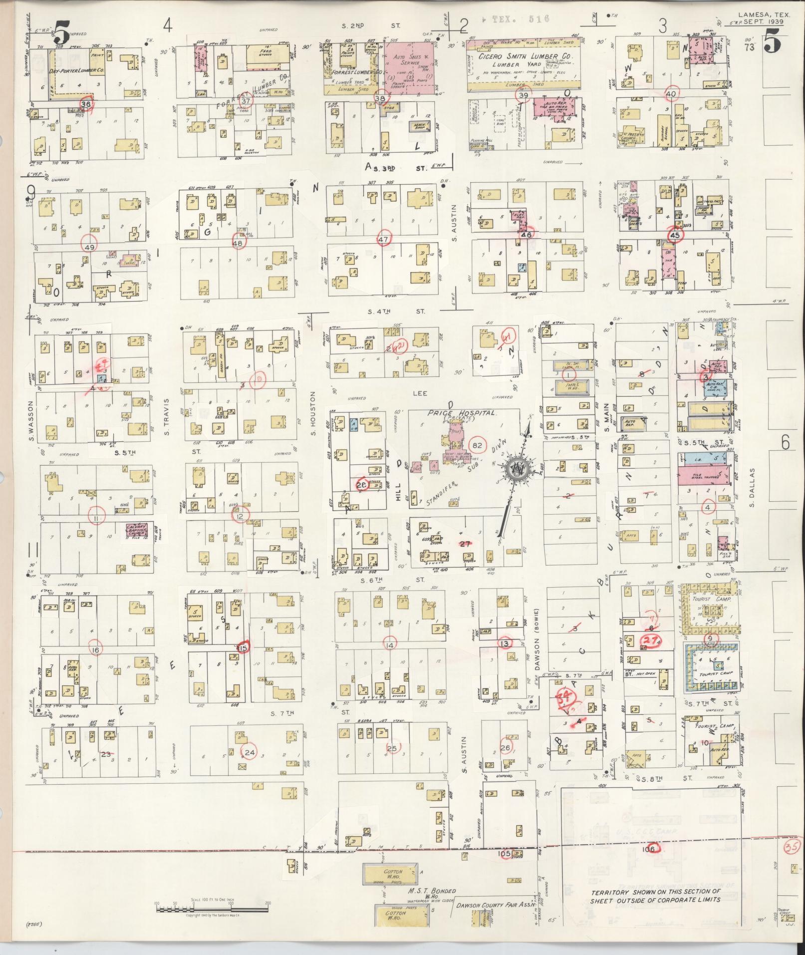 Sanborn Fire Insurance Map from Lamesa, Dawson County, Texas (1948), Sheet #0005 - Complete Map Set gallery image, historic Sanborn map, vintage wall art, Texas Texas