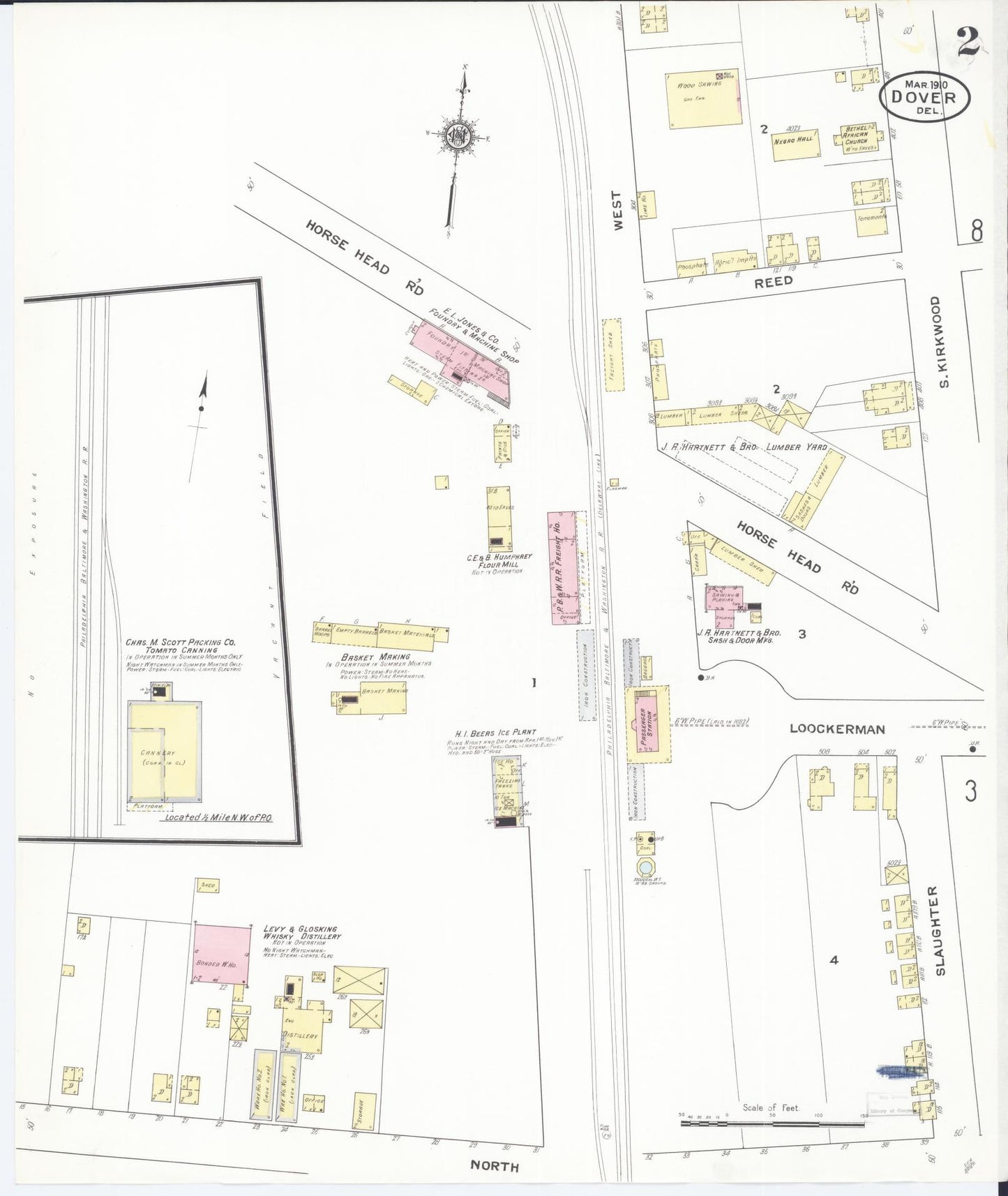 Sanborn Fire Insurance Map from Dover, Kent County, Delaware (1910), Sheet #0002 - Complete Map Set gallery image, historic Sanborn map, vintage wall art, Delaware Delaware