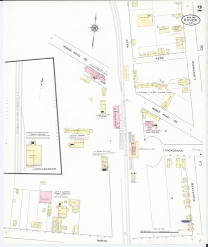 Sanborn Fire Insurance Map from Dover, Kent County, Delaware (1910), Sheet #0002 - Complete Map Set gallery image, historic Sanborn map, vintage wall art, Delaware Delaware