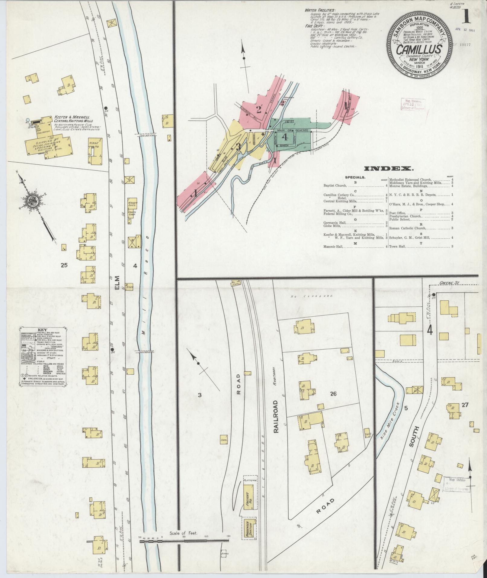 Sanborn Fire Insurance Map from Camillus, Onondaga County, New York. (1911) – Historic Sanborn Fire Insurance Map Print