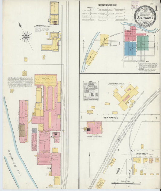 Sanborn Fire Insurance Map from Zelienople, Butler County, Pennsylvania (1906), Sheet #0001 - Historic Sanborn Fire Insurance Map Print, vintage old map wall art, antique decor, genealogy gift, Pennsylvania Pennsylvania map