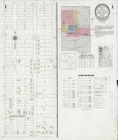 Sanborn Fire Insurance Map from Big Lake, Reagan County, Texas (1949), Sheet #0001 - Historic Sanborn Fire Insurance Map Print, vintage old map wall art, antique decor, genealogy gift, Texas Texas map