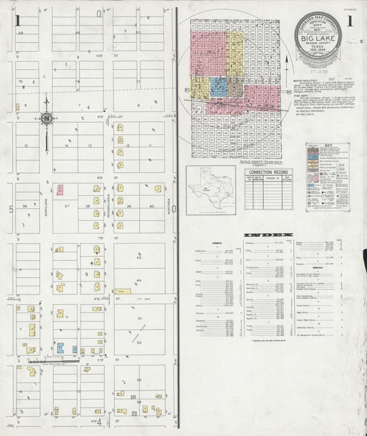 Sanborn Fire Insurance Map from Big Lake, Reagan County, Texas (1949), Sheet #0001 - Historic Sanborn Fire Insurance Map Print, vintage old map wall art, antique decor, genealogy gift, Texas Texas map
