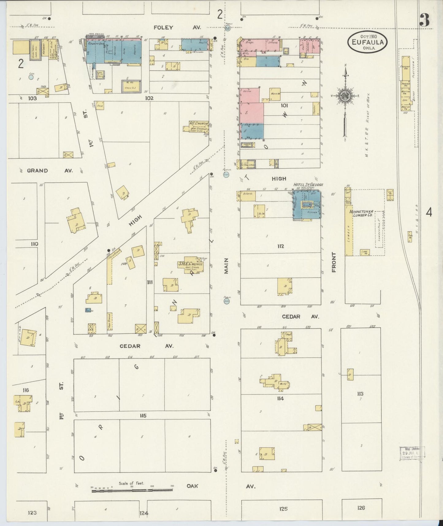 Sanborn Fire Insurance Map from Eufala, McIntosch County, Oklahoma (1910), Sheet #0003 - Complete Map Set gallery image, historic Sanborn map, vintage wall art, Oklahoma Oklahoma