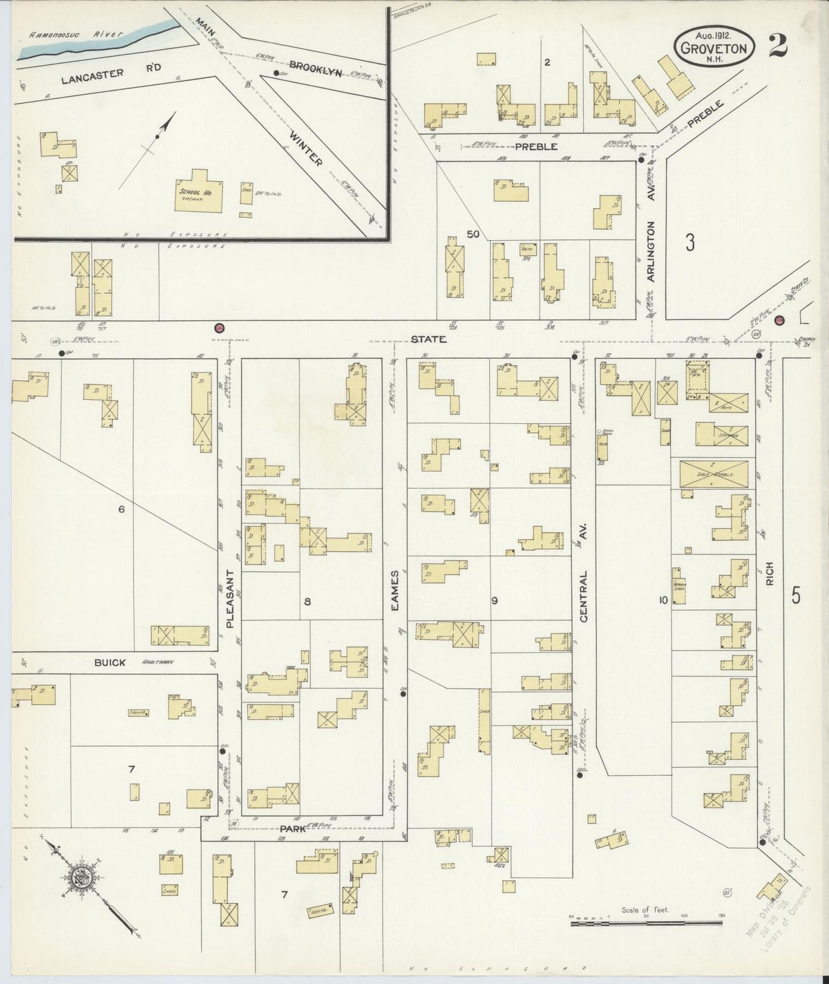 Sanborn Fire Insurance Map from Groveton, Coos County, New Hampshire (1912), Sheet #0002 - Historic Sanborn Fire Insurance Map Print, vintage old map wall art, antique decor, genealogy gift, New Hampshire New Hampshire map